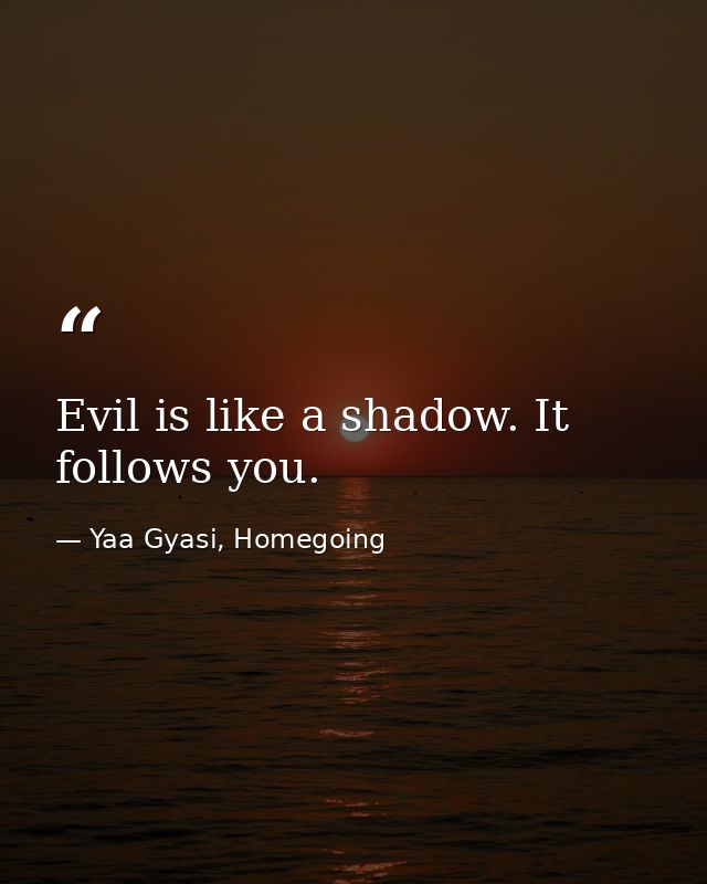 Evil is like a shadow. It follows you. — Yaa Gyasi, Homegoing