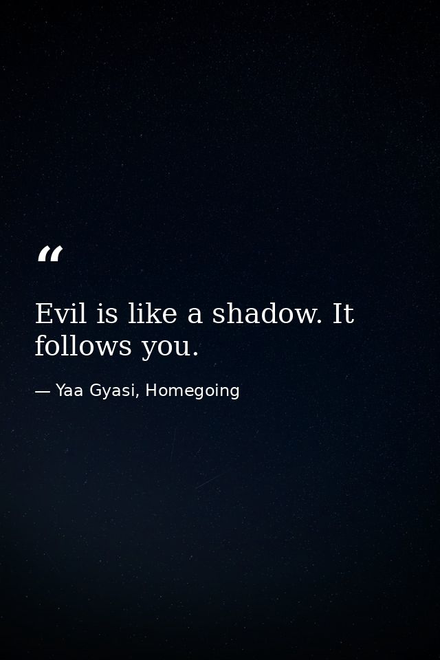 Evil is like a shadow. It follows you. — Yaa Gyasi, Homegoing