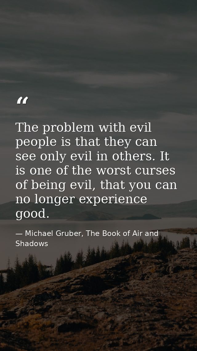 The problem with evil people is that they can see only evil in others. It is one of the worst curses of being evil, that — Michael Gruber, The Book of Air and Shadows