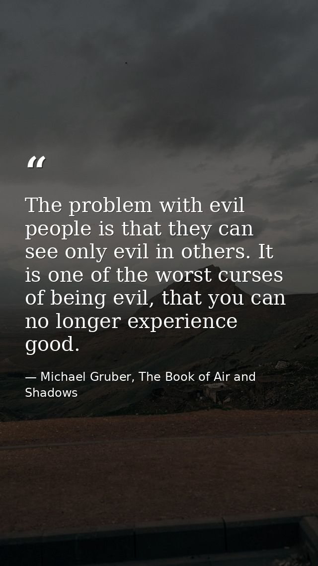 The problem with evil people is that they can see only evil in others. It is one of the worst curses of being evil, that — Michael Gruber, The Book of Air and Shadows