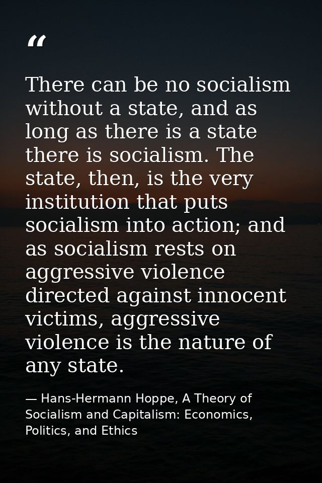 There can be no socialism without a state, and as long as there is a state there is socialism. The state, then, is the v — Hans-Hermann Hoppe, A Theory of Socialism and Capitalism: Economics, Politics, and Ethics