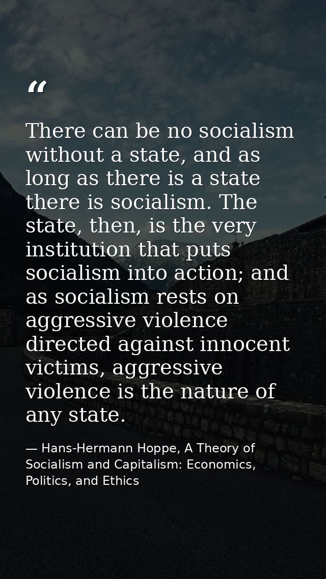 There can be no socialism without a state, and as long as there is a state there is socialism. The state, then, is the v — Hans-Hermann Hoppe, A Theory of Socialism and Capitalism: Economics, Politics, and Ethics