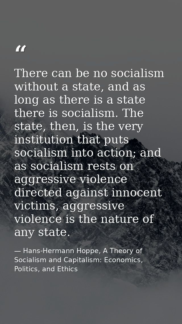There can be no socialism without a state, and as long as there is a state there is socialism. The state, then, is the v — Hans-Hermann Hoppe, A Theory of Socialism and Capitalism: Economics, Politics, and Ethics
