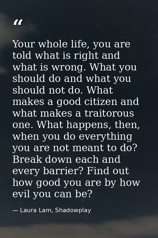 Your whole life, you are told what is right and what is wrong. What you should do and what you should not do. What makes — Laura Lam, Shadowplay