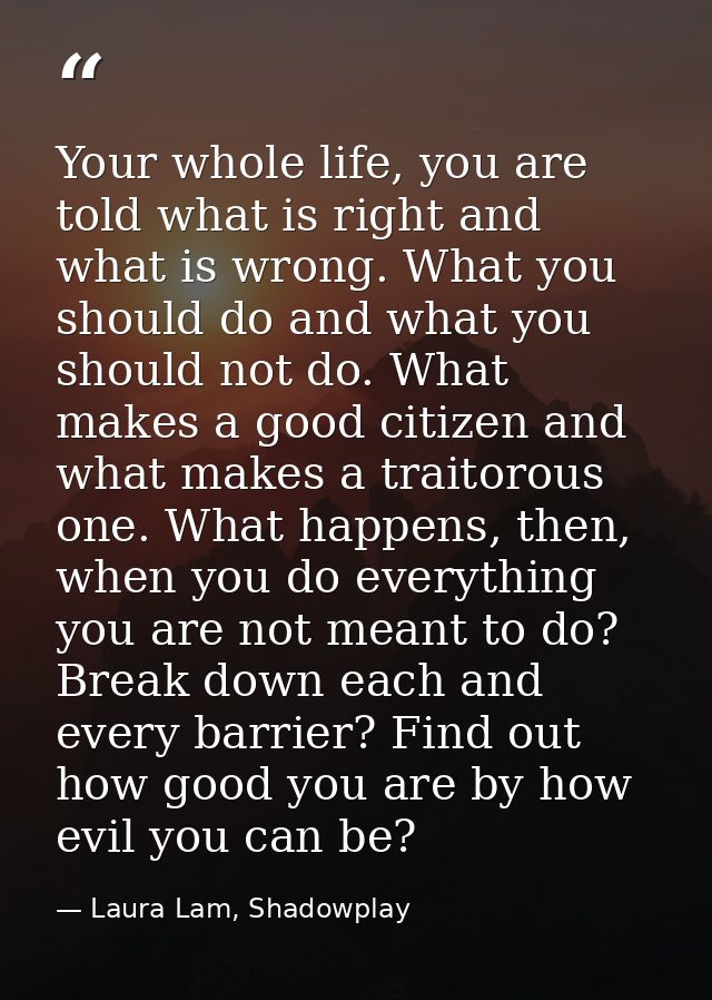 Your whole life, you are told what is right and what is wrong. What you should do and what you should not do. What makes — Laura Lam, Shadowplay
