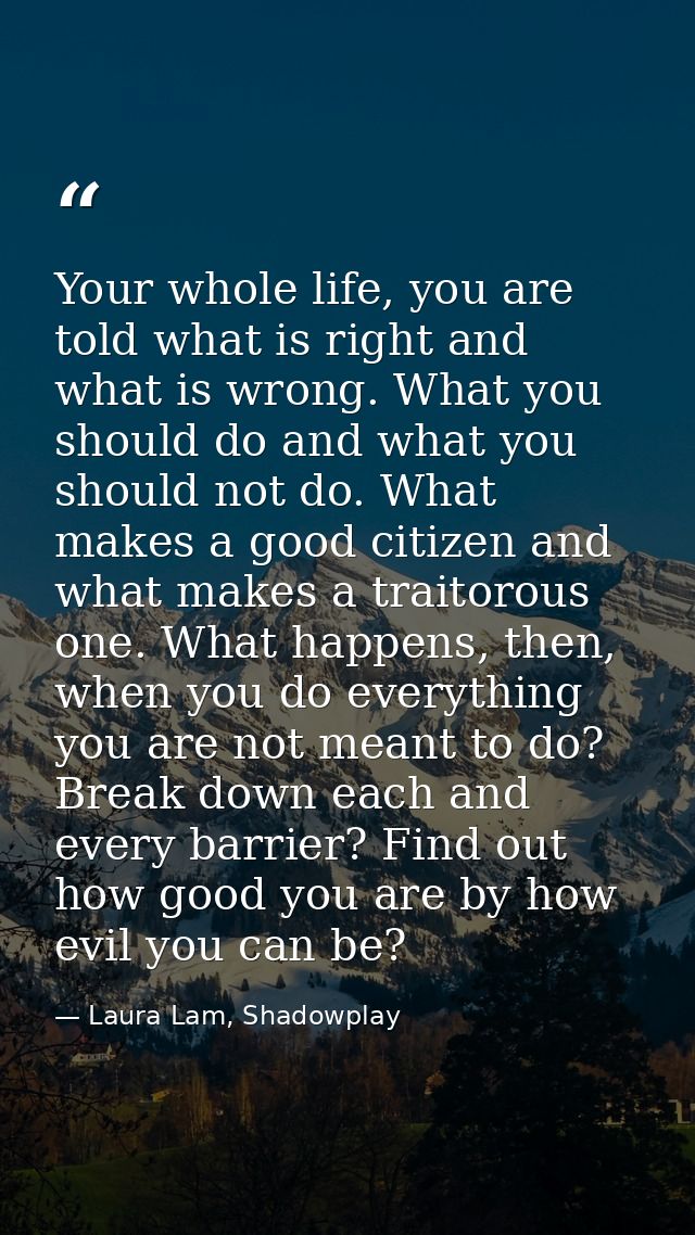 Your whole life, you are told what is right and what is wrong. What you should do and what you should not do. What makes — Laura Lam, Shadowplay