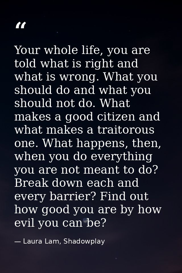 Your whole life, you are told what is right and what is wrong. What you should do and what you should not do. What makes — Laura Lam, Shadowplay