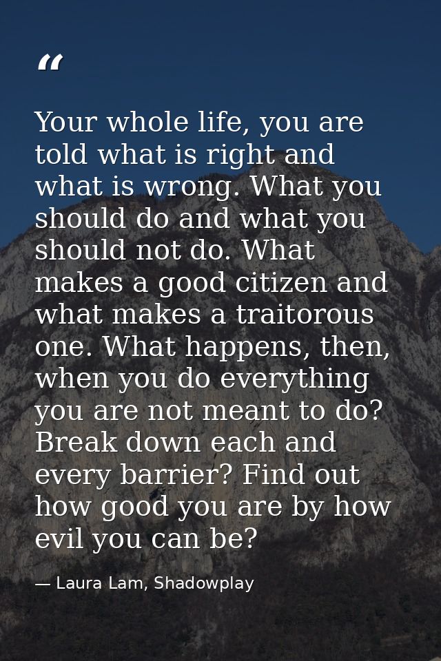 Your whole life, you are told what is right and what is wrong. What you should do and what you should not do. What makes — Laura Lam, Shadowplay