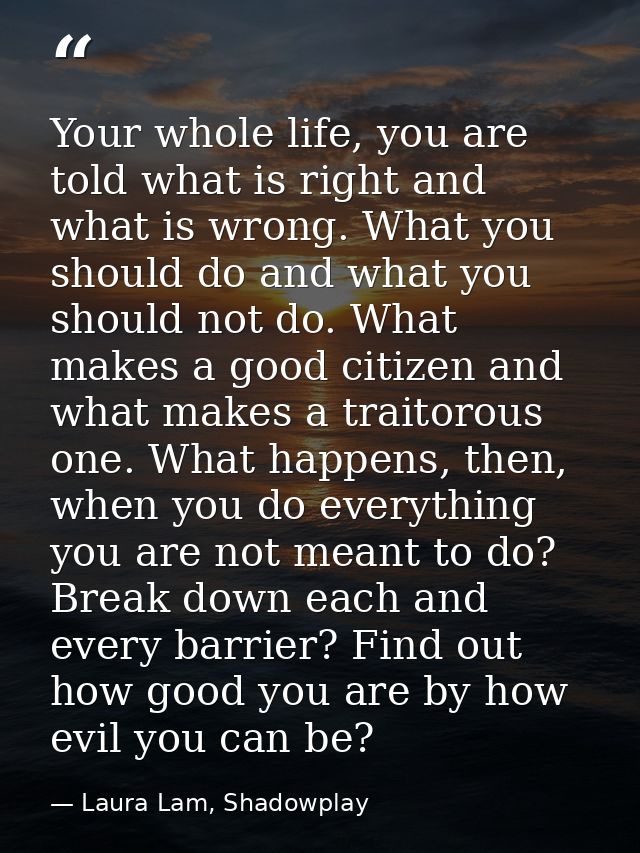 Your whole life, you are told what is right and what is wrong. What you should do and what you should not do. What makes — Laura Lam, Shadowplay