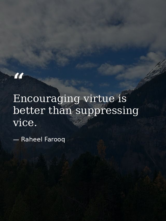 Encouraging virtue is better than suppressing vice. — Raheel Farooq
