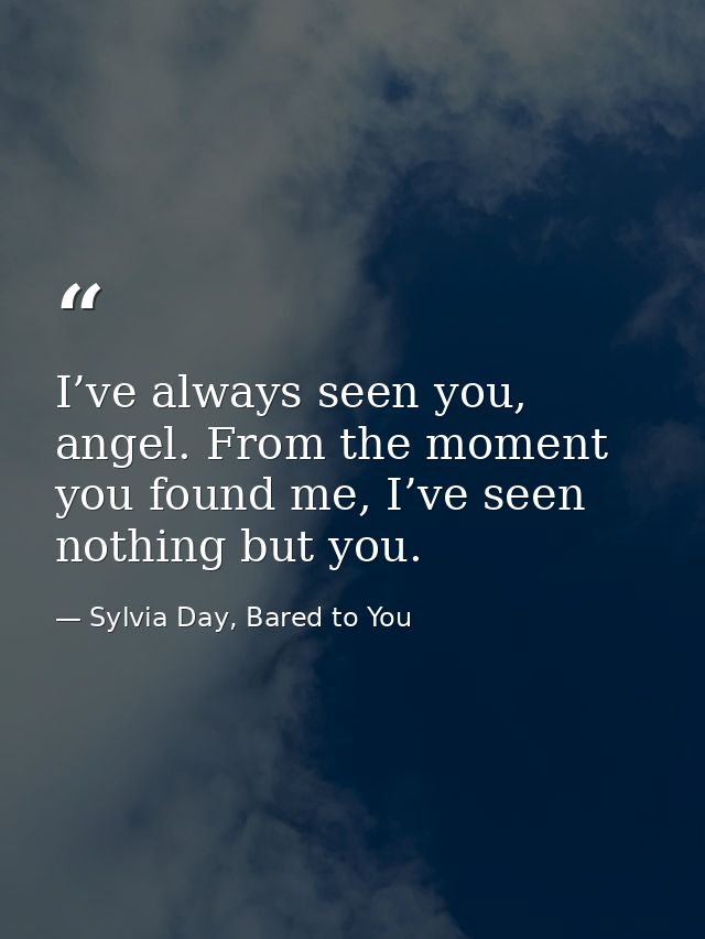 I’ve always seen you, angel. From the moment you found me, I’ve seen nothing but you. — Sylvia Day, Bared to You