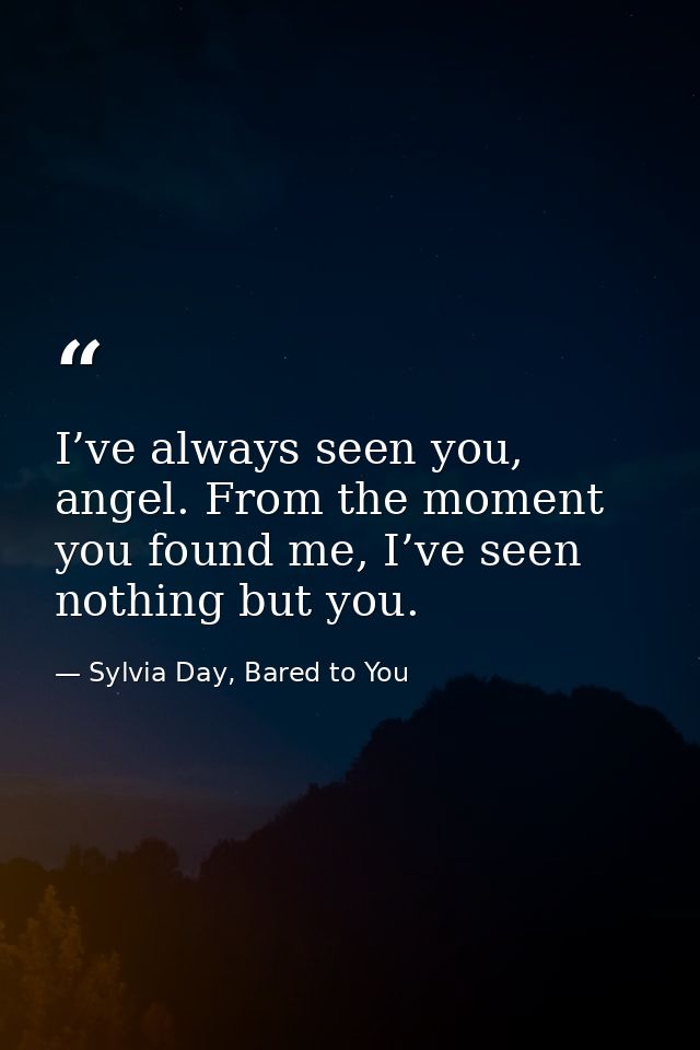 I’ve always seen you, angel. From the moment you found me, I’ve seen nothing but you. — Sylvia Day, Bared to You