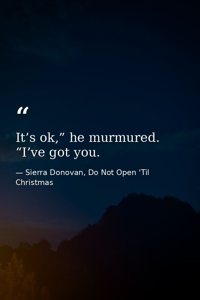 It’s ok,” he murmured. “I’ve got you. — Sierra Donovan, Do Not Open 'Til Christmas