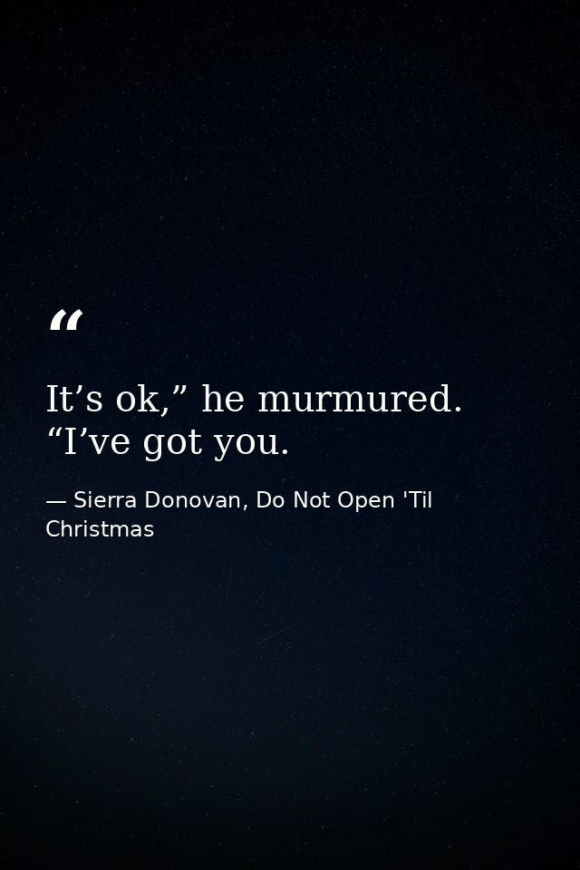 It’s ok,” he murmured. “I’ve got you. — Sierra Donovan, Do Not Open 'Til Christmas