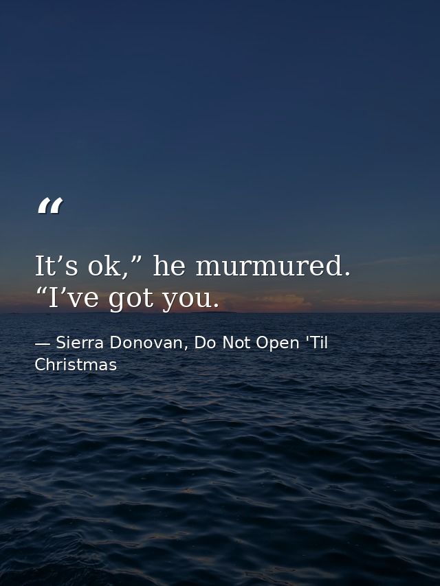 It’s ok,” he murmured. “I’ve got you. — Sierra Donovan, Do Not Open 'Til Christmas