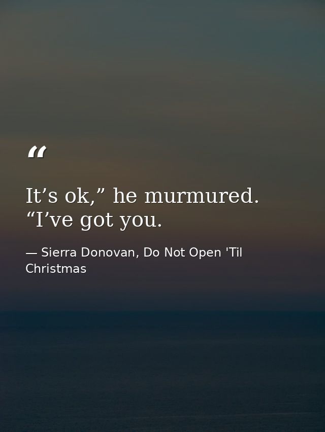 It’s ok,” he murmured. “I’ve got you. — Sierra Donovan, Do Not Open 'Til Christmas
