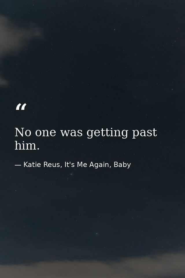 No one was getting past him. — Katie Reus, It's Me Again, Baby