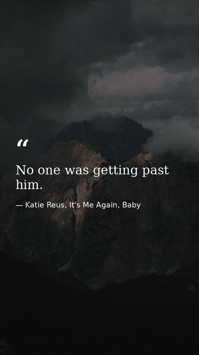 No one was getting past him. — Katie Reus, It's Me Again, Baby