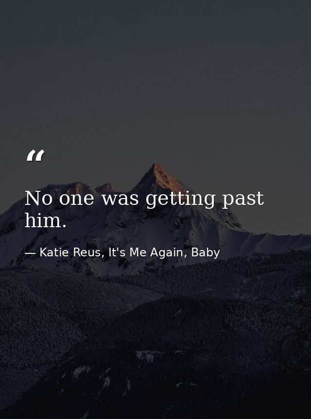 No one was getting past him. — Katie Reus, It's Me Again, Baby