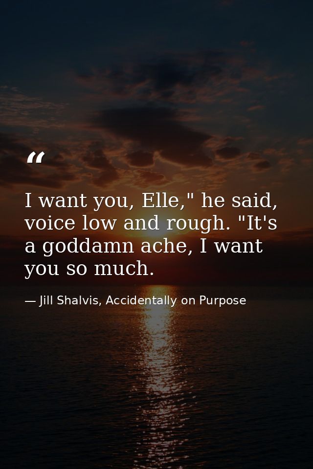 I want you, Elle," he said, voice low and rough. "It's a goddamn ache, I want you so much. — Jill Shalvis, Accidentally on Purpose