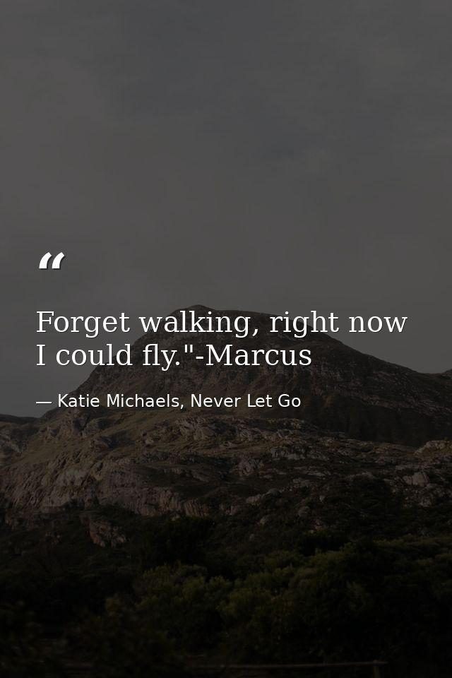 Forget walking, right now I could fly."-Marcus — Katie Michaels, Never Let Go