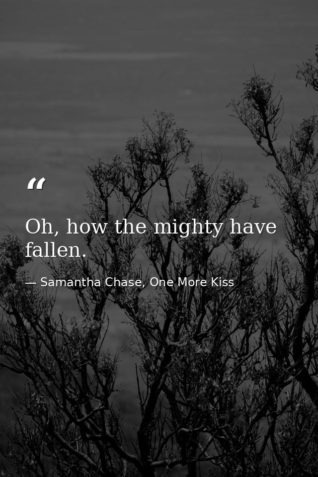 Oh, how the mighty have fallen. — Samantha Chase, One More Kiss