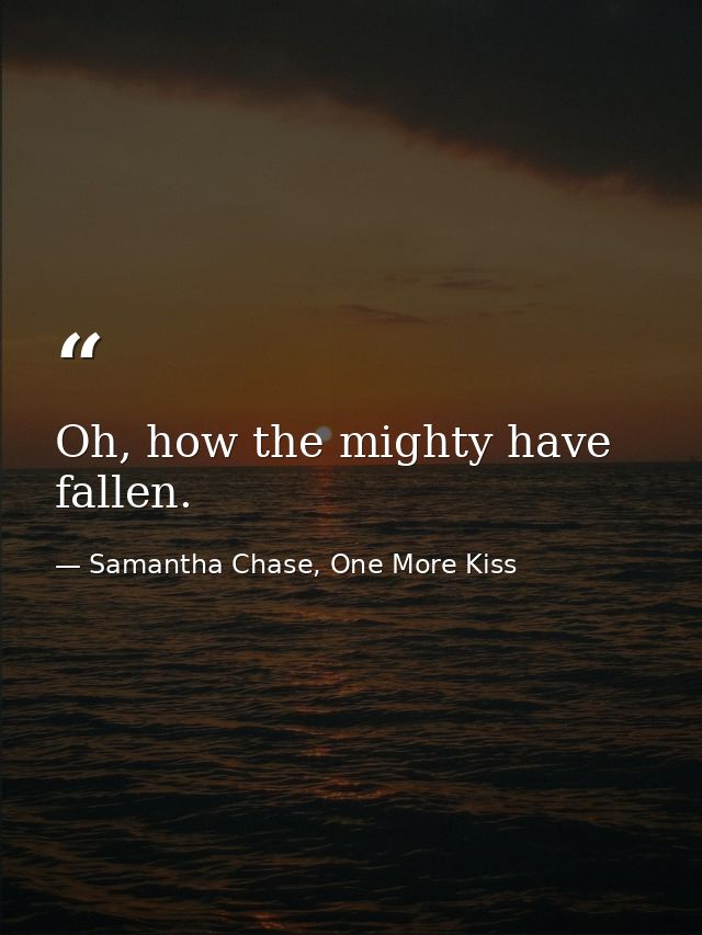 Oh, how the mighty have fallen. — Samantha Chase, One More Kiss