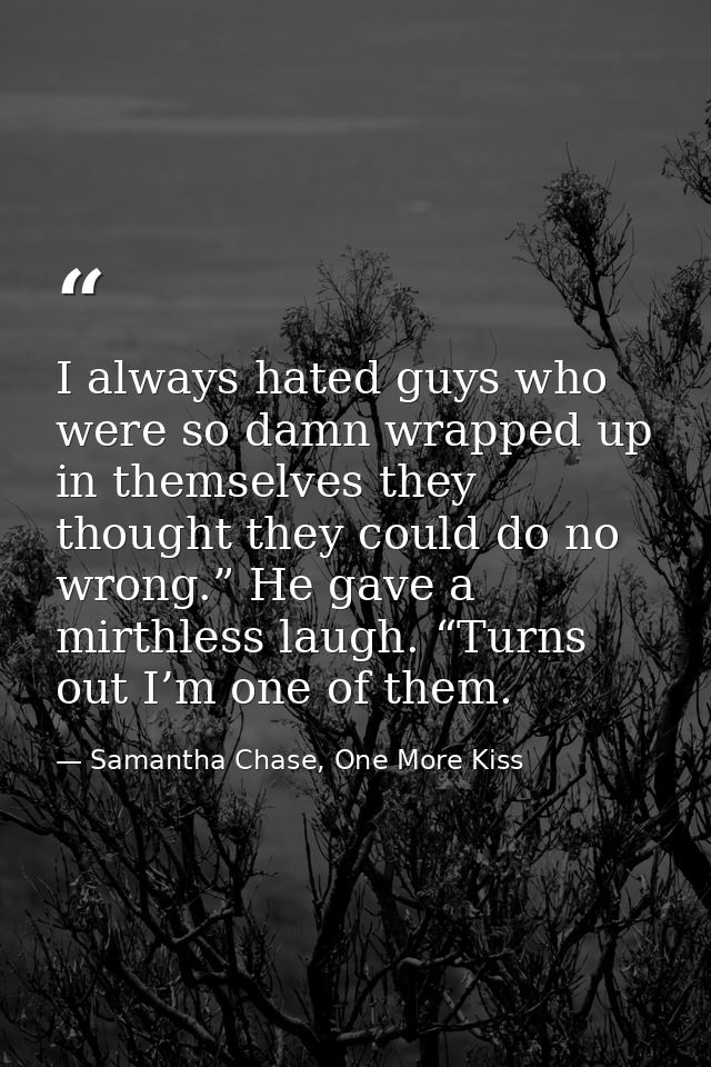 I always hated guys who were so damn wrapped up in themselves they thought they could do no wrong.” He gave a mirthless  — Samantha Chase, One More Kiss
