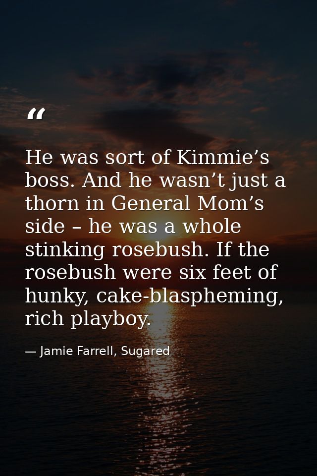 He was sort of Kimmie’s boss. And he wasn’t just a thorn in General Mom’s side – he was a whole stinking rosebush. If th — Jamie Farrell, Sugared