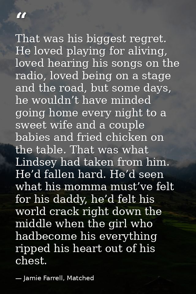 That was his biggest regret. He loved playing for aliving, loved hearing his songs on the radio, loved being on a stage  — Jamie Farrell, Matched