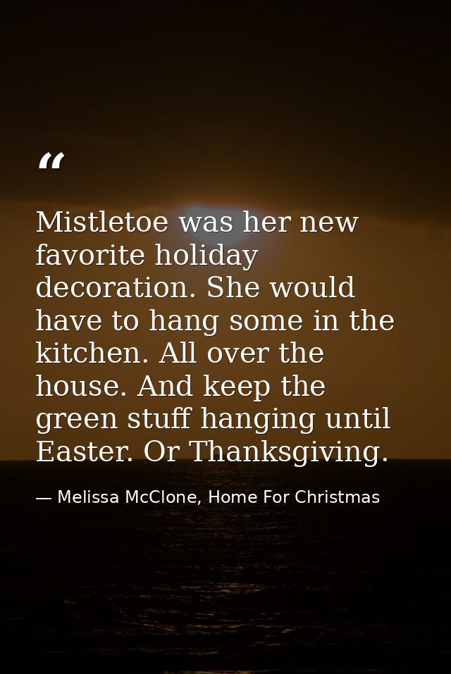 Mistletoe was her new favorite holiday decoration. She would have to hang some in the kitchen. All over the house. And k — Melissa McClone, Home For Christmas