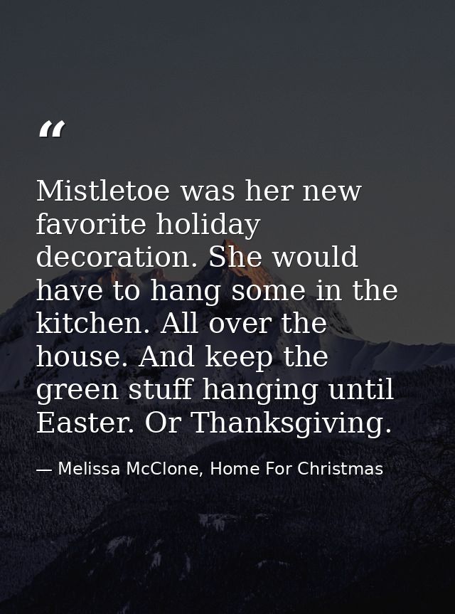 Mistletoe was her new favorite holiday decoration. She would have to hang some in the kitchen. All over the house. And k — Melissa McClone, Home For Christmas