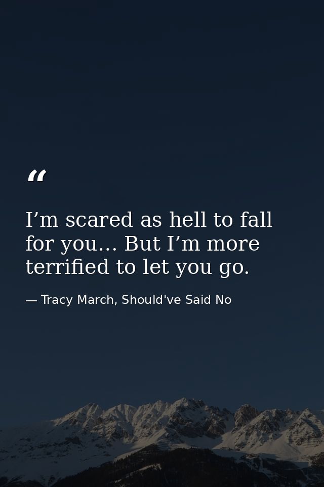 I’m scared as hell to fall for you… But I’m more terrified to let you go. — Tracy March, Should've Said No