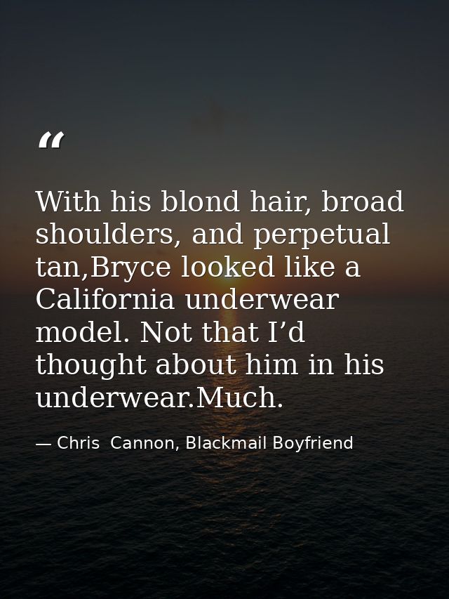 With his blond hair, broad shoulders, and perpetual tan,Bryce looked like a California underwear model. Not that I’d tho — Chris  Cannon, Blackmail Boyfriend
