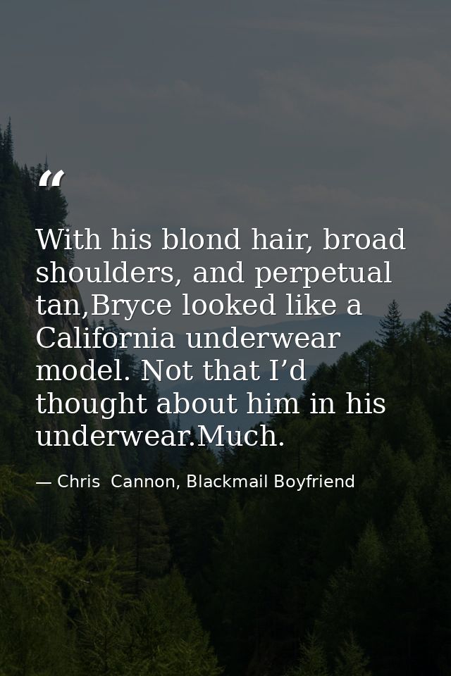 With his blond hair, broad shoulders, and perpetual tan,Bryce looked like a California underwear model. Not that I’d tho — Chris  Cannon, Blackmail Boyfriend