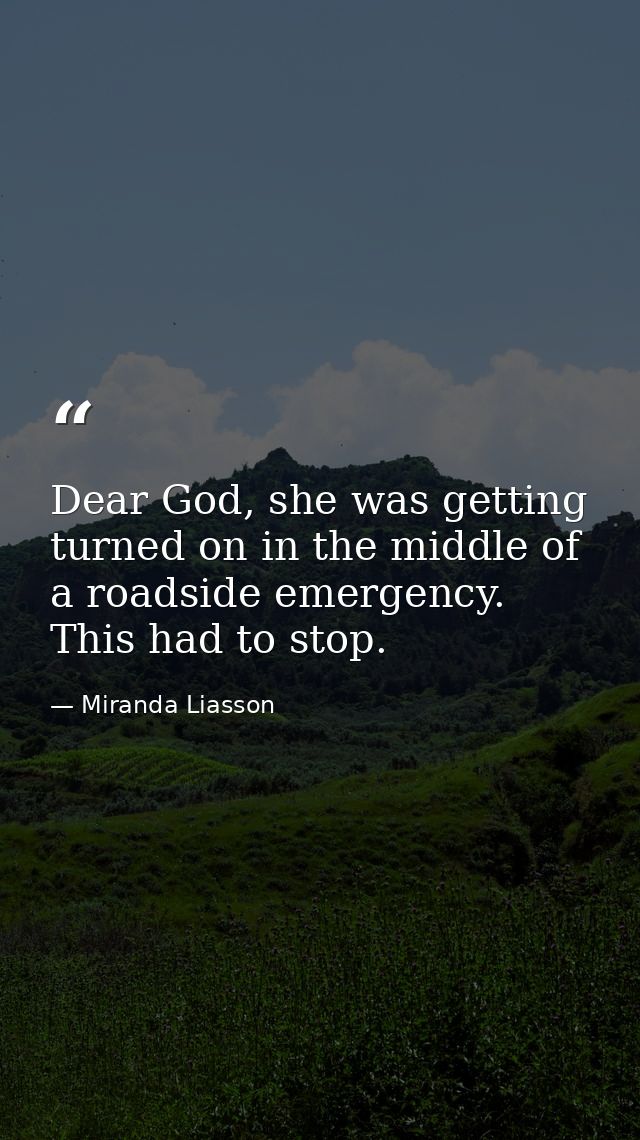 Dear God, she was getting turned on in the middle of a roadside emergency. This had to stop. — Miranda Liasson