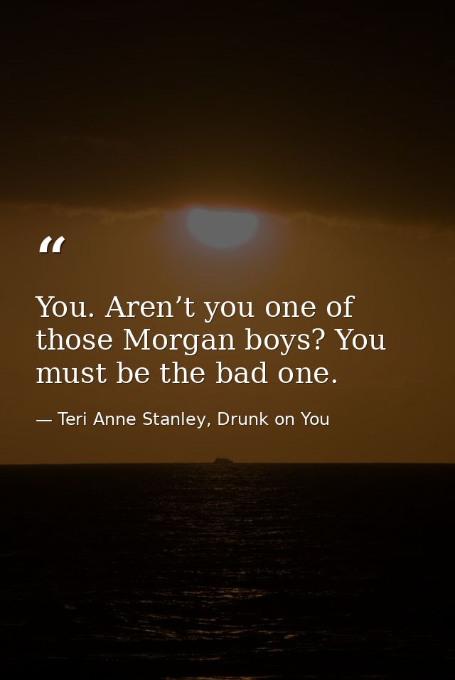 You. Aren’t you one of those Morgan boys? You must be the bad one. — Teri Anne Stanley, Drunk on You