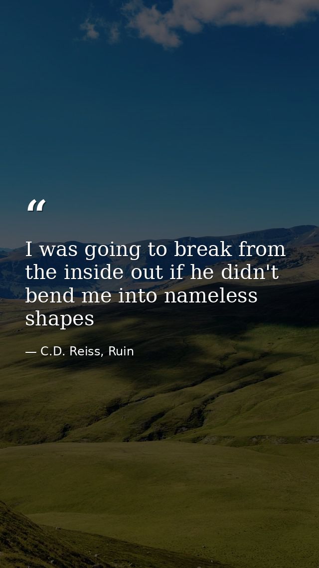 I was going to break from the inside out if he didn't bend me into nameless shapes — C.D. Reiss, Ruin