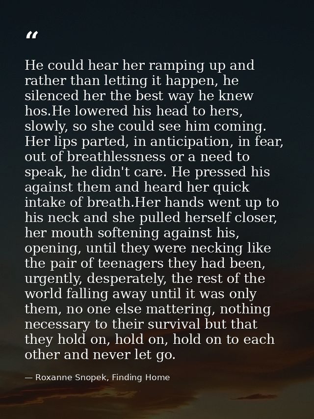 He could hear her ramping up and rather than letting it happen, he silenced her the best way he knew hos.He lowered his  — Roxanne Snopek, Finding Home