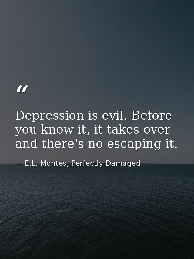 Depression is evil. Before you know it, it takes over and there's no escaping it. — E.L. Montes, Perfectly Damaged