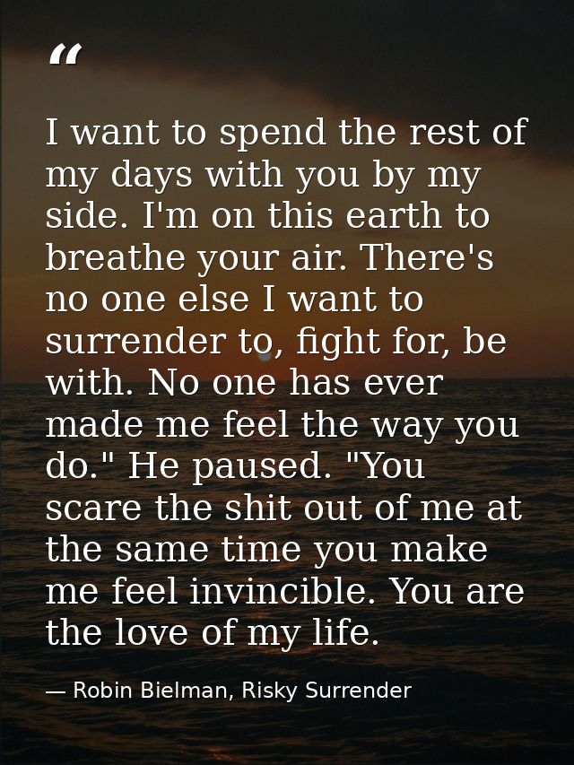 I want to spend the rest of my days with you by my side. I'm on this earth to breathe your air. There's no one else I wa — Robin Bielman, Risky Surrender