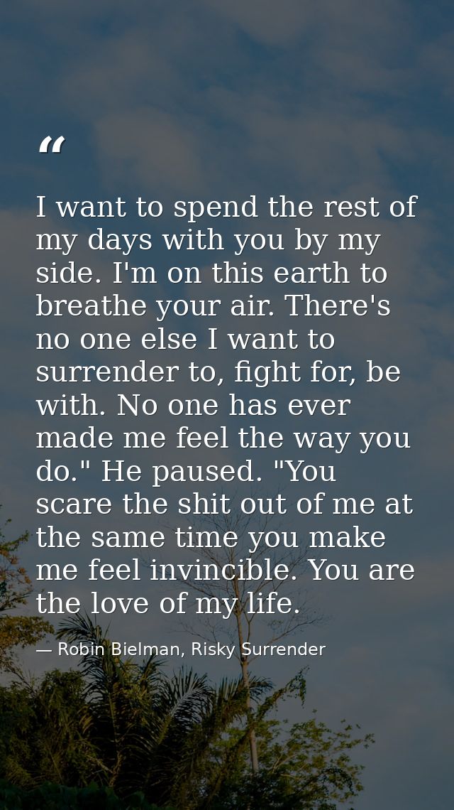I want to spend the rest of my days with you by my side. I'm on this earth to breathe your air. There's no one else I wa — Robin Bielman, Risky Surrender