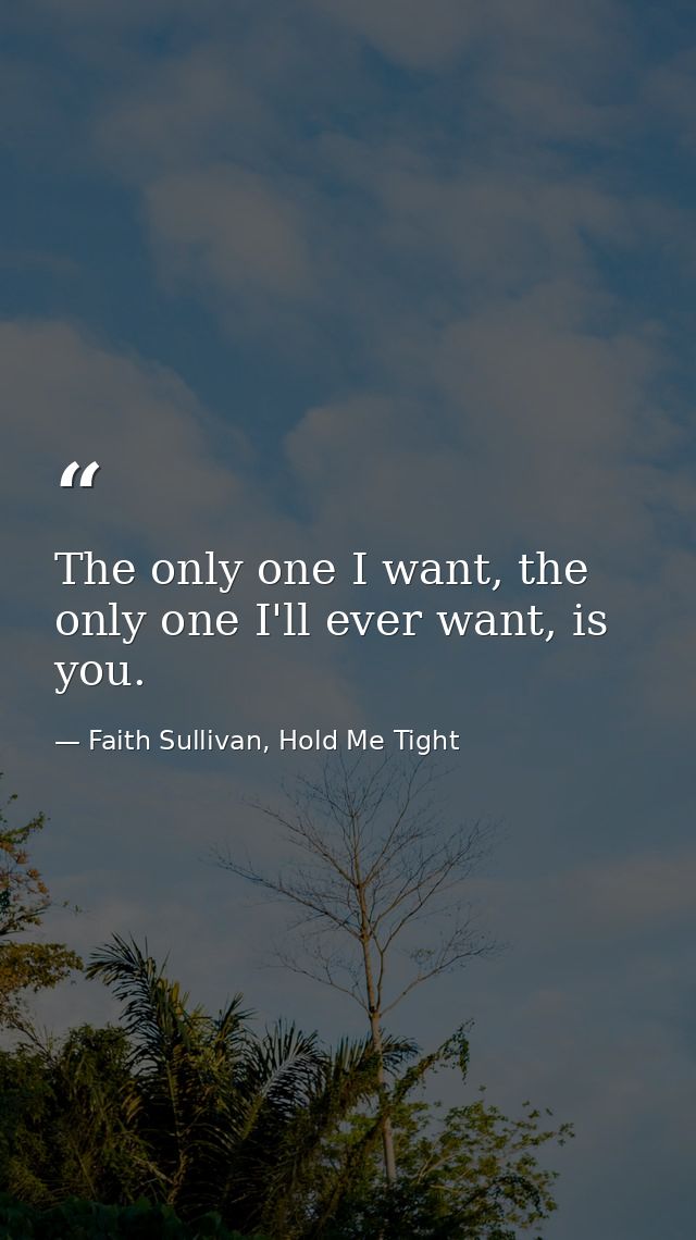 The only one I want, the only one I'll ever want, is you. — Faith Sullivan, Hold Me Tight