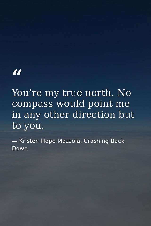 You’re my true north. No compass would point me in any other direction but to you. — Kristen Hope Mazzola, Crashing Back Down