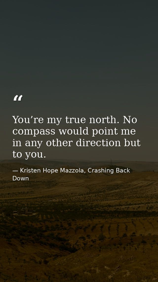 You’re my true north. No compass would point me in any other direction but to you. — Kristen Hope Mazzola, Crashing Back Down