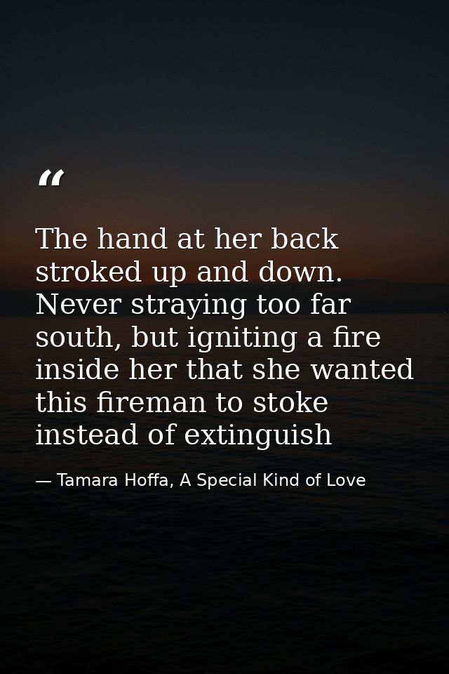 The hand at her back stroked up and down. Never straying too far south, but igniting a fire inside her that she wanted t — Tamara Hoffa, A Special Kind of Love