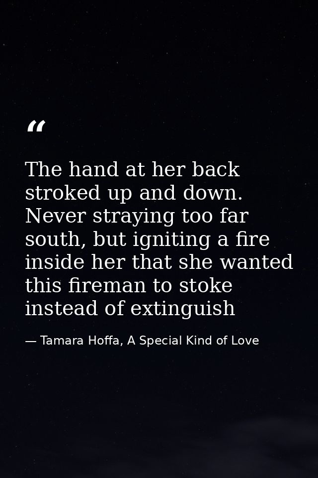 The hand at her back stroked up and down. Never straying too far south, but igniting a fire inside her that she wanted t — Tamara Hoffa, A Special Kind of Love