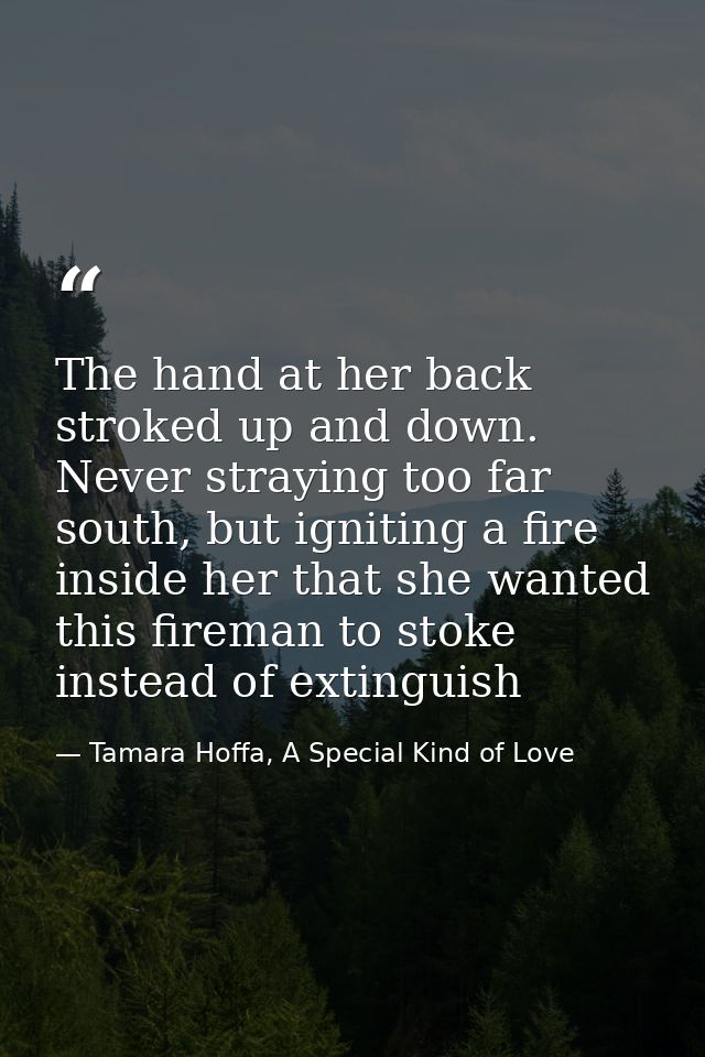 The hand at her back stroked up and down. Never straying too far south, but igniting a fire inside her that she wanted t — Tamara Hoffa, A Special Kind of Love