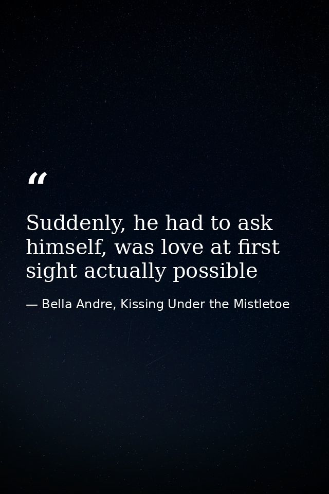 Suddenly, he had to ask himself, was love at first sight actually possible — Bella Andre, Kissing Under the Mistletoe