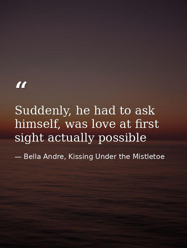 Suddenly, he had to ask himself, was love at first sight actually possible — Bella Andre, Kissing Under the Mistletoe
